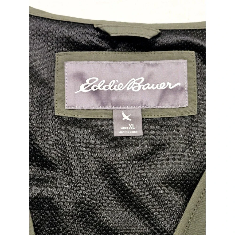 Eddie Bauer Men’s Utility Vest XL Olive Green Multi Pocket Outdoor
